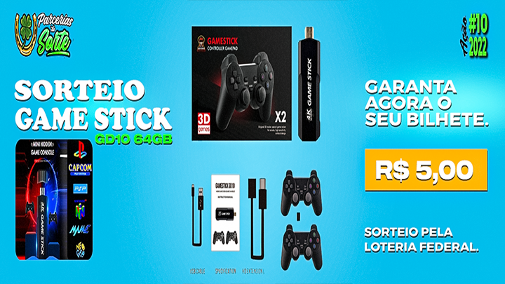 GAME STICK GD10 COM MAIS DE 1.000 JOGOS #AÇÃO10